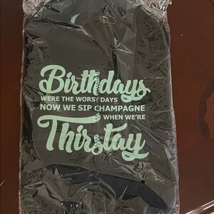 Black Wine Bag with Mint Text